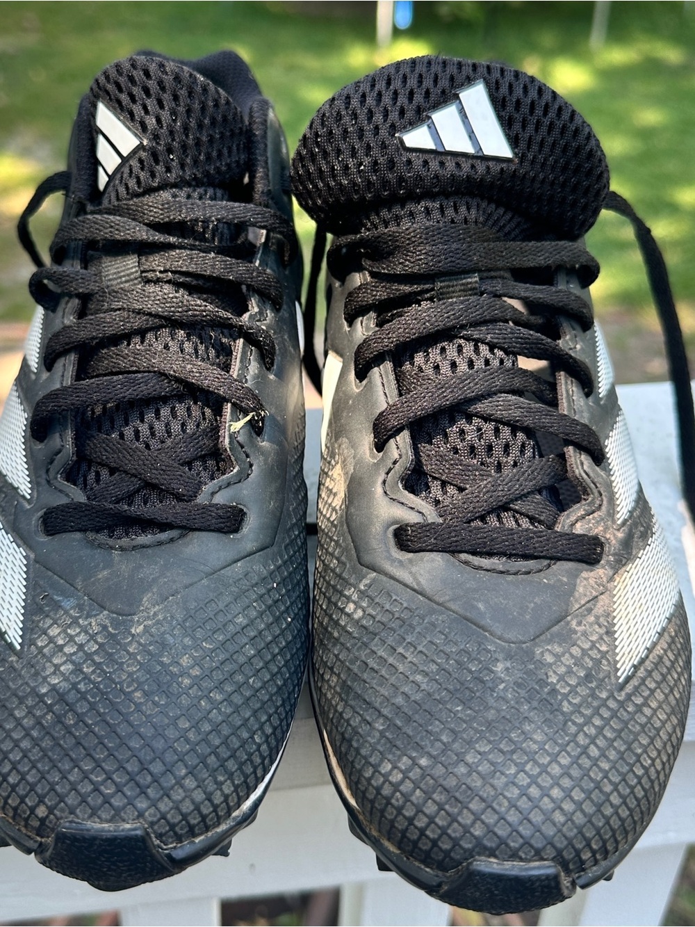 adidas Boy’s Black Football Shoes with White Stripes